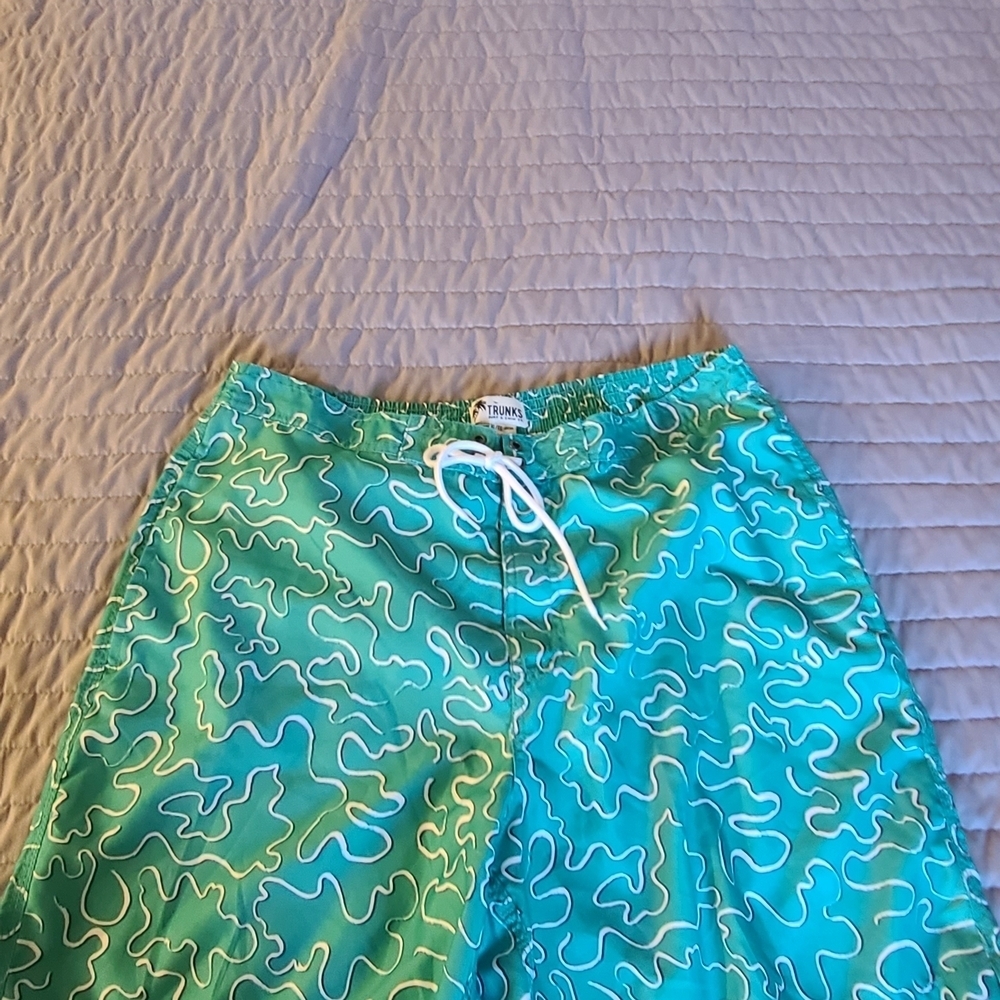 Trunks Surf & Swim Co Men's XL Teal Swirl Board Shorts Swim Trunks